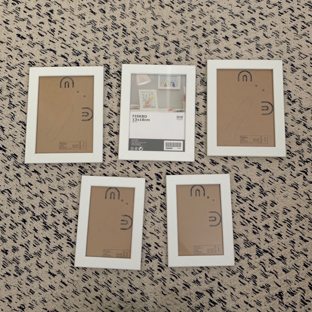 IKEA frames three 5x7 and two 4x6 white
